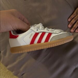 Adidas Kids Samba White and Red Sneakers